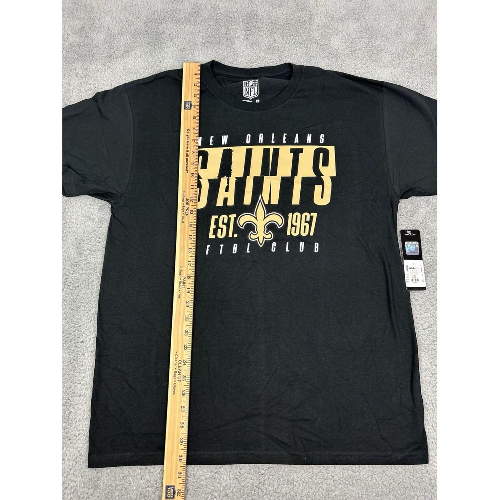 NFL Team Apparel New Orleans Saints Mens Size Large Graphic Tee Black Gold Shirt - Picture 5 of 8